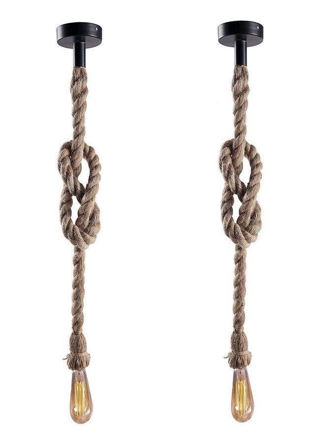 Desidiya Pendant Rope Lights E27 for Ceiling Hanging, Bulb Not Included- 40W, Pack of 2 (Beige) - Image 1
